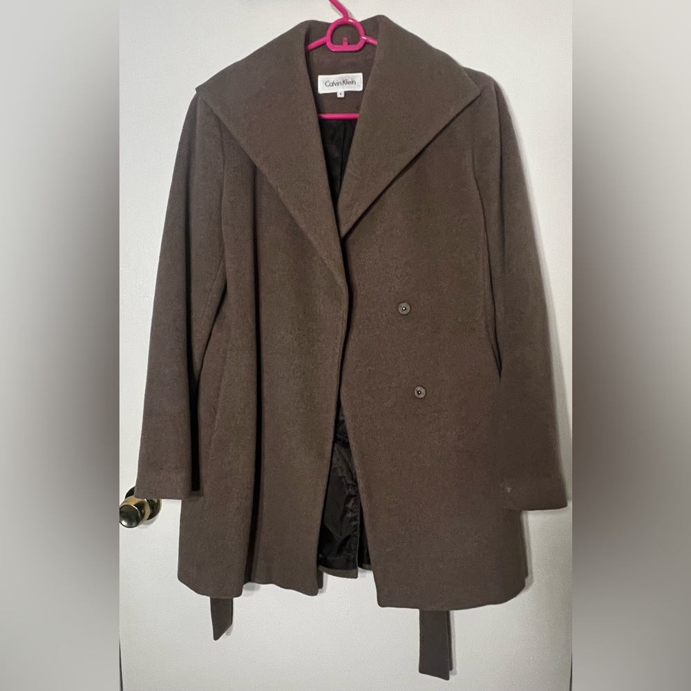 Calvin Klein taupe wool pea coat size 4
